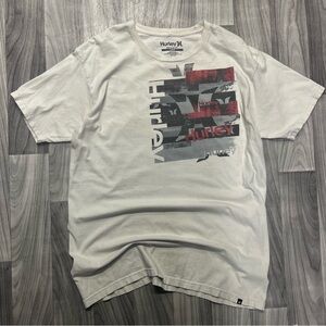 Hurley White and Gray Graphic Tee